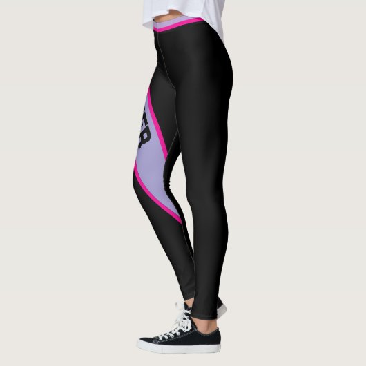 Zwart Gestreepte Lila Roze Sjabloon DIY Oefening G Leggings (Links)