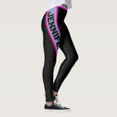 Zwart Gestreepte Lila Roze Sjabloon DIY Oefening G Leggings (Rechts)