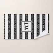 Zwart gestreepte monogram bad handdoek (Handdoek)