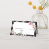 Zwart gestripte bloemen plaatskaartje (Achterkant)