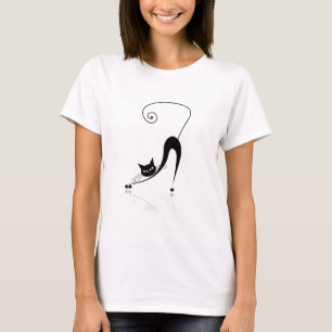 Zwart gestyliseerd katje T-shirt