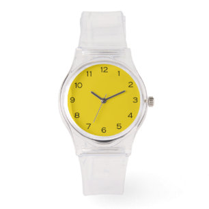 Zwart getal op Gele Womens cn Horloge