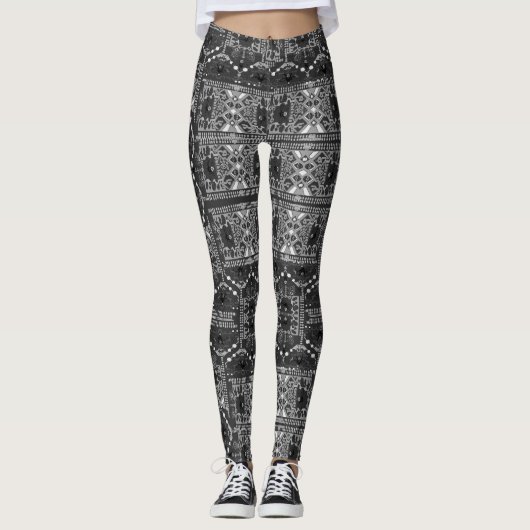 Zwart getextureerde actieve Leggings (Voorkant)
