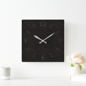 Zwart getextureerde vaste kleur vierkante klok (Huis)