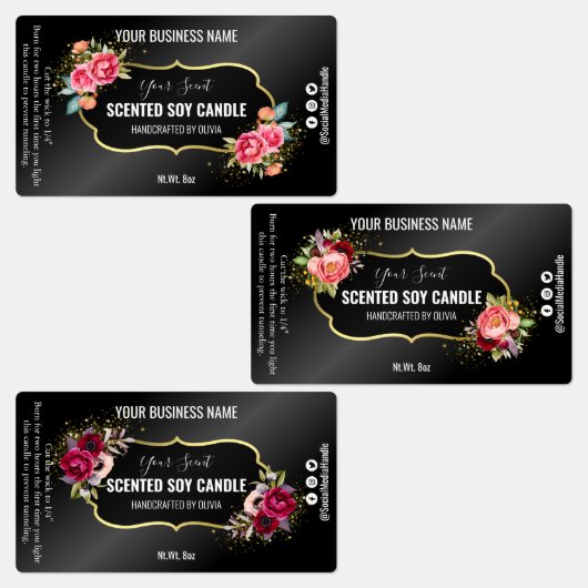 Zwart geurende soja kaars labels (Groep)