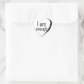 zwart gevederd hart 'Ik ben genoeg' Hart Sticker (Tas)