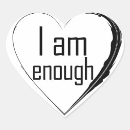 zwart gevederd hart 'Ik ben genoeg' Hart Sticker