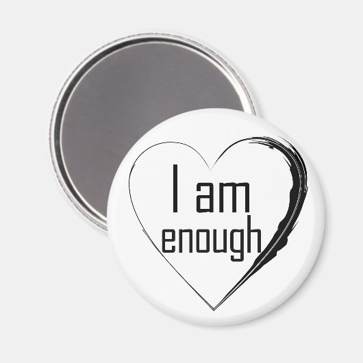 zwart gevederd hart 'Ik ben genoeg' Magneet (Voorkant / Achterkant)