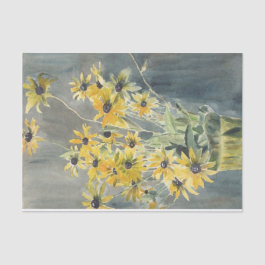 Zwart-geverfde susan in vase waterverf tissuepapier (Voorkant)