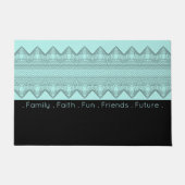 Zwart gevlekt met Bright Turquoise Deurmat (Voorkant)