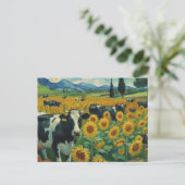 Zwart Gevlekte Koeien een Faux Van Gogh Briefkaart (Staand voorkant)