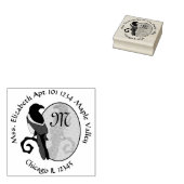 Zwart gevulde Magpie Monogram Home Adres Rubberstempel (Gestempeld)