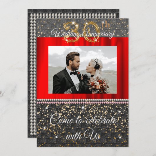 Zwart geweven & parels Gouden 30ste huwelijksjubil Kaart (Voorkant / Achterkant)