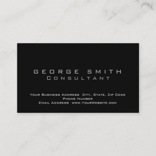 Zwart gewoon consultant standaard Visitekaartje (Voorkant)