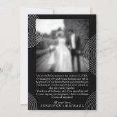 Zwart Gewoon Getrouwd Geometrisch Eenvoudige Huwel Kaart (Achterkant)