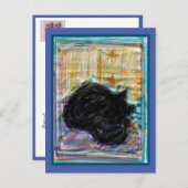 Zwart Gezellige Kat Slapen op Bed Briefkaart (Voorkant / Achterkant)