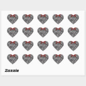 Zwart gezicht 1 en rood satin hart sticker (Vel)