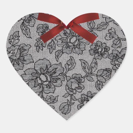 Zwart gezicht 1 en rood satin hart sticker (Voorkant)