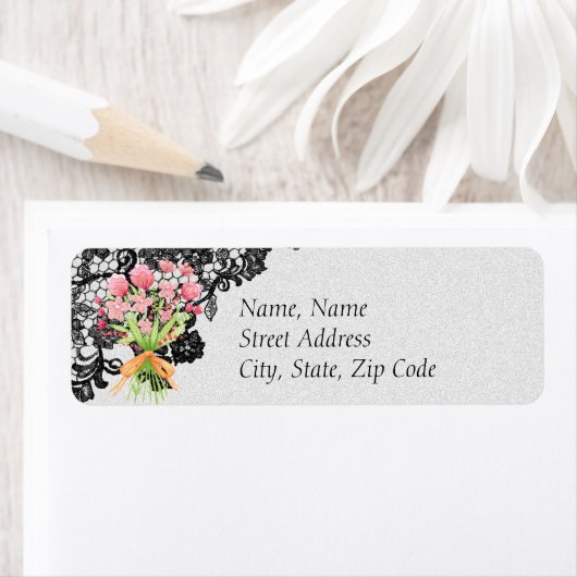 Zwart gezicht en Floral Weddenschap Etiket (Insitu)
