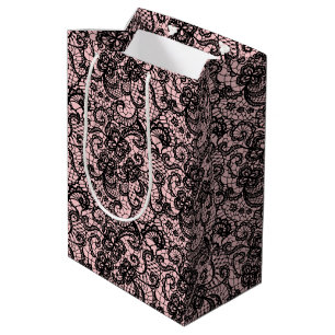 Zwart gezicht op Blush roze middelgrote tas Medium Cadeauzakje