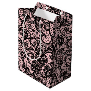 Zwart gezicht op Blush roze middelgrote tas Medium Cadeauzakje