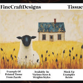 Zwart Gezicht Schaap & Cottage, Rustieke FP8L Deco Tissuepapier