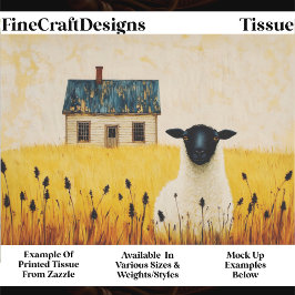 Zwart Gezicht Schaap & Cottage, Rustieke FP8R Deco Tissuepapier