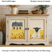 Zwart Gezicht Schaap & Cottage, Rustieke FP8R Deco Tissuepapier