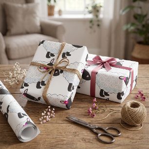 Zwart Gezicht Schaap Met Witte Wol Cadeaupapier