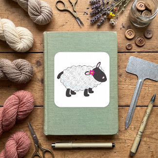 Zwart Gezicht Schaap Met Witte Wol Vierkante Sticker