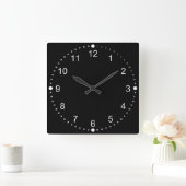 Zwart gezicht - witte cijfers vierkante klok (Huis)