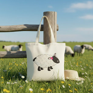 Zwart Gezichtschaap Met Witte Wol Tote Bag