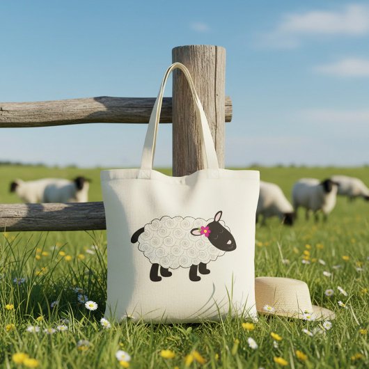 Zwart Gezichtschaap Met Witte Wol Tote Bag