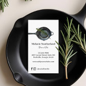 Zwart Gietijzeren Skillet Personal Chef & Catering Visitekaartje