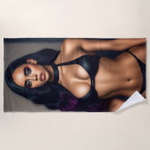 Zwart gif model keukenhanddoek strandlaken (Voorkant)