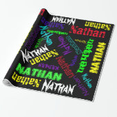 Zwart Gift Wrap neon kleurnaam Collage Cadeaupapier (Uitgerold)