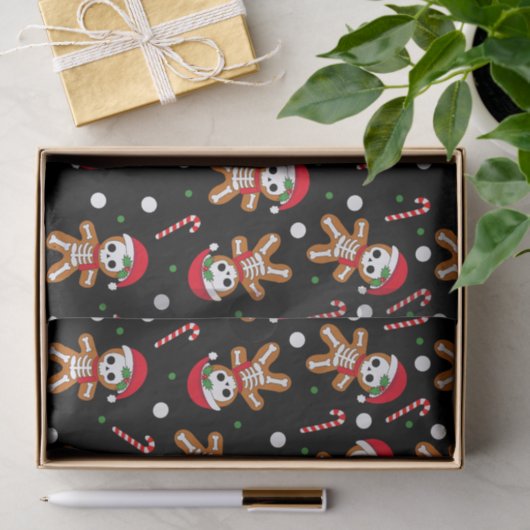 Zwart Gingerbread Skelet Tissuepapier (Geschenk)