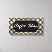 Zwart Gingham Coffee Shop Diner Sign Canvas Afdruk (Voorkant)