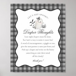 Zwart Gingham Lief Geestje Luiers Tekenen Bord Poster