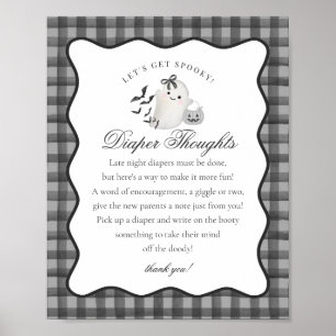 Zwart Gingham Lief Geestje Luiers Tekenen Bord Poster