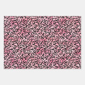 Zwart Girly Roze Waterverf Luipaard Print Inpakpapier Vel (Voorkant)
