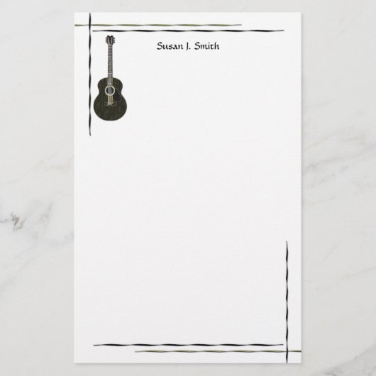 Zwart gitaar ontwerp briefpapier (Voorkant)