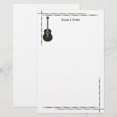 Zwart gitaar ontwerp briefpapier (Voorkant / Achterkant)