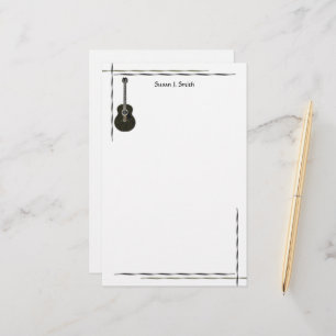Zwart gitaar ontwerp briefpapier