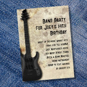 Zwart Gitaar Tiener Verjaardagsfeest Kaart