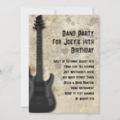 Zwart Gitaar Tiener Verjaardagsfeest Kaart (Voorkant)