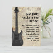 Zwart Gitaar Tiener Verjaardagsfeest Kaart (Staand voorkant)
