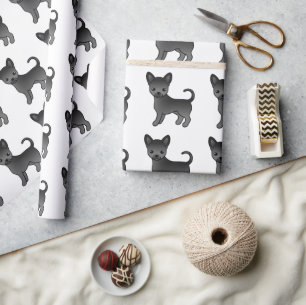 Zwart gladharige Chihuahua Mopshond Patroon Cadeaupapier