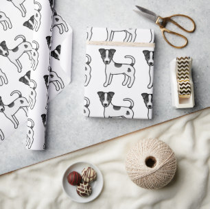 Zwart gladharige Parson Russell Terrier patroon Cadeaupapier