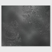 Zwart Glam Bloemen Sparkly Metallic Rozen Glas Cadeaupapier (Vlak)